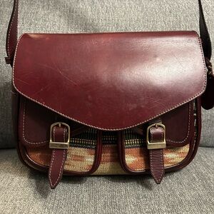 Vintage Anaconda Leather Satchel Crossbody bag in Burgundy